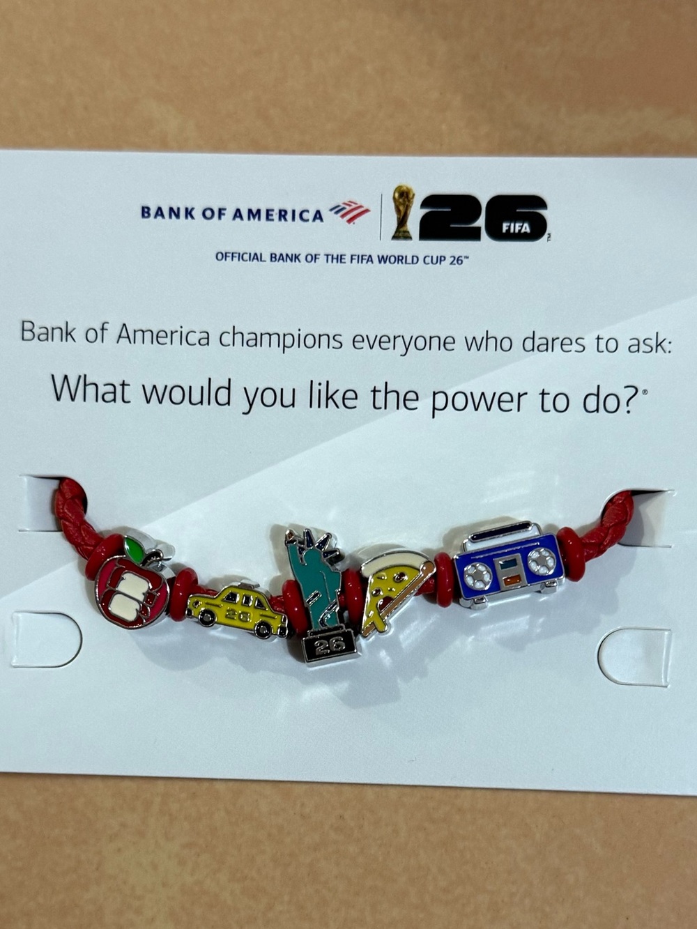 2026 FIFA World Cup New York City Charm Bracelet Fan Band Bank of America NYC